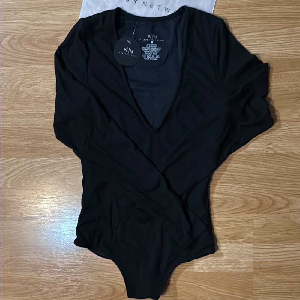 Klassy Network Black V-Neck Bodysuit